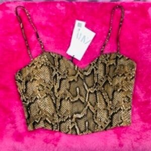 ZARA Animal Print Corset Cropped Top, M, NWT